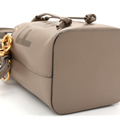 Vitello King F is Fendi Logo Embossed Mini Mon Tresor Bucket Bag Tortora