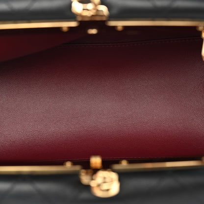 Lambskin Stitched Clutch With Chain Black