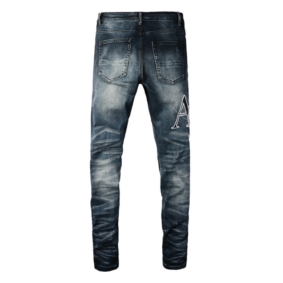 Amr Black Logo Patch Jeans