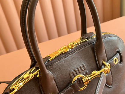 Briarwood Aventure Nappa Leather Top-handle Bag 33cm Brown 231060