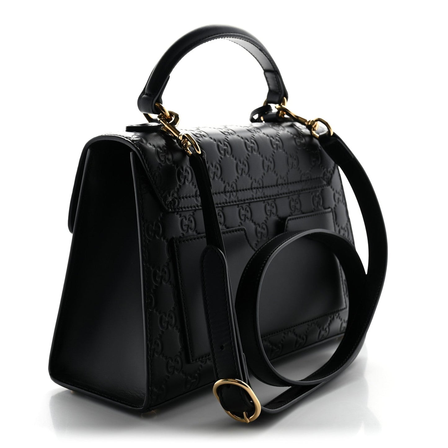 Guccissima Signature Small Padlock Top Handle Bag  Black