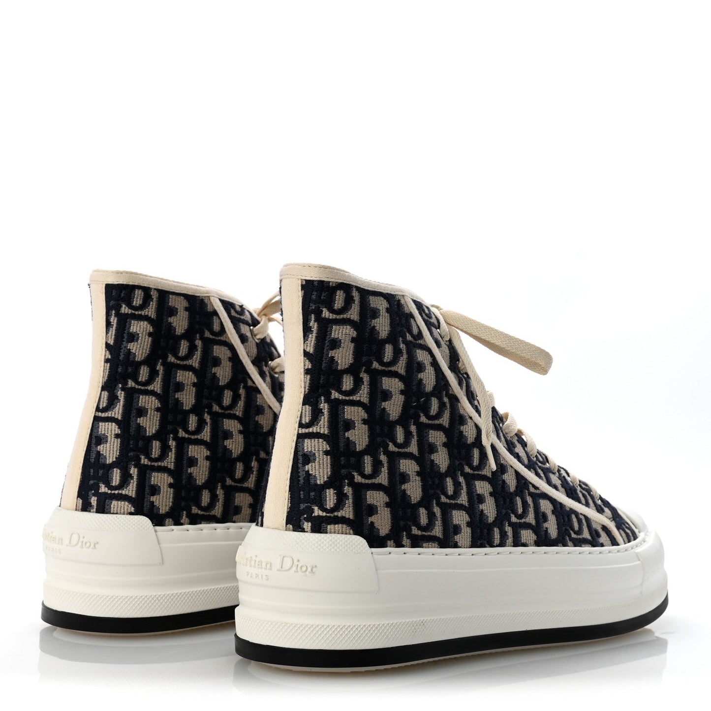Technical Knit Calfskin Oblique Womens Walk'n Dior High Top Sneakers 41 Deep Blue