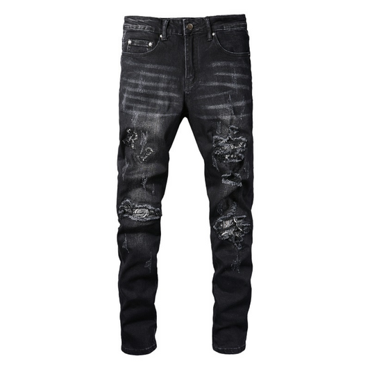 Amr Black Bandana Camo Jeans