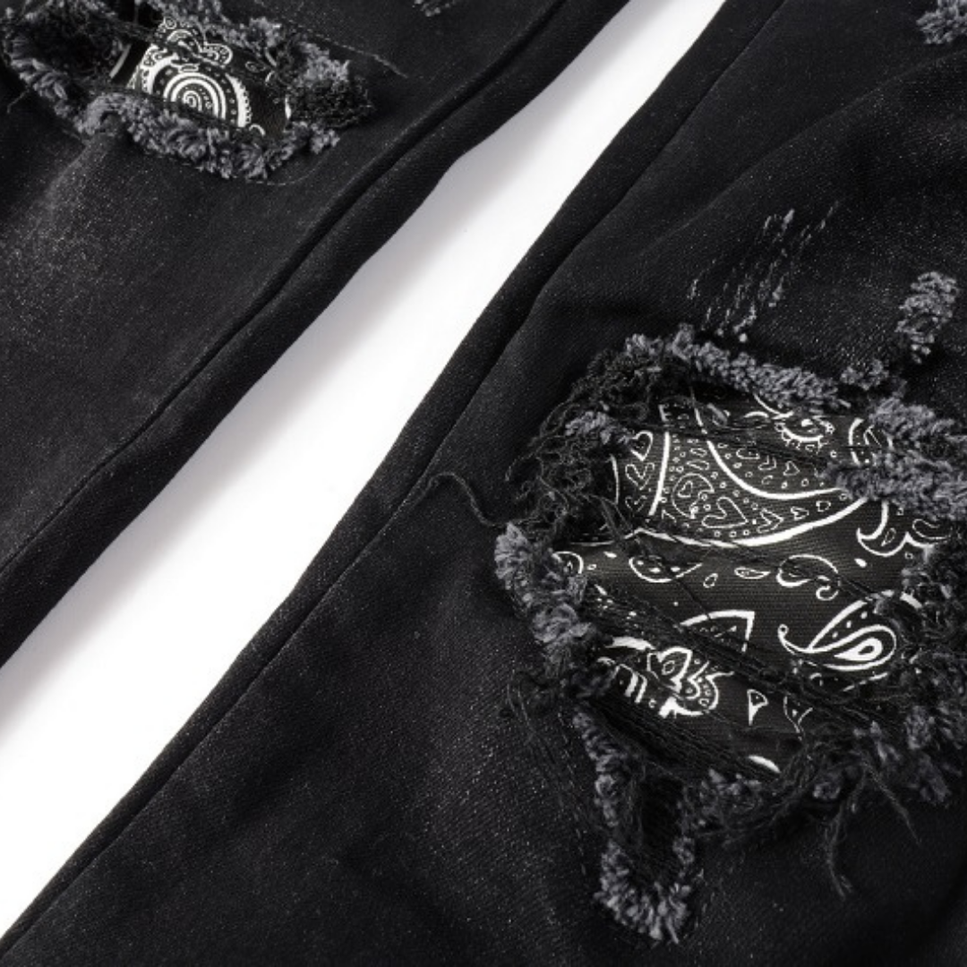 Amr Black Bandana Camo Jeans