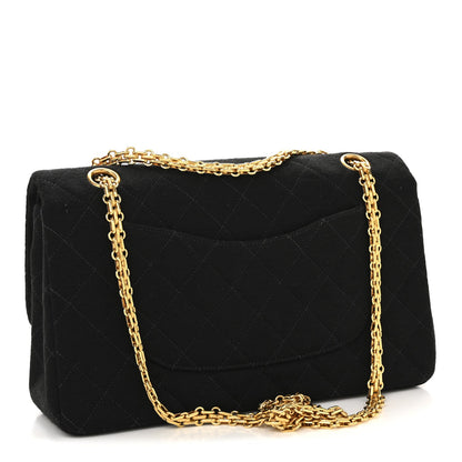 Jersey Quilted Medium Double Flap Black
