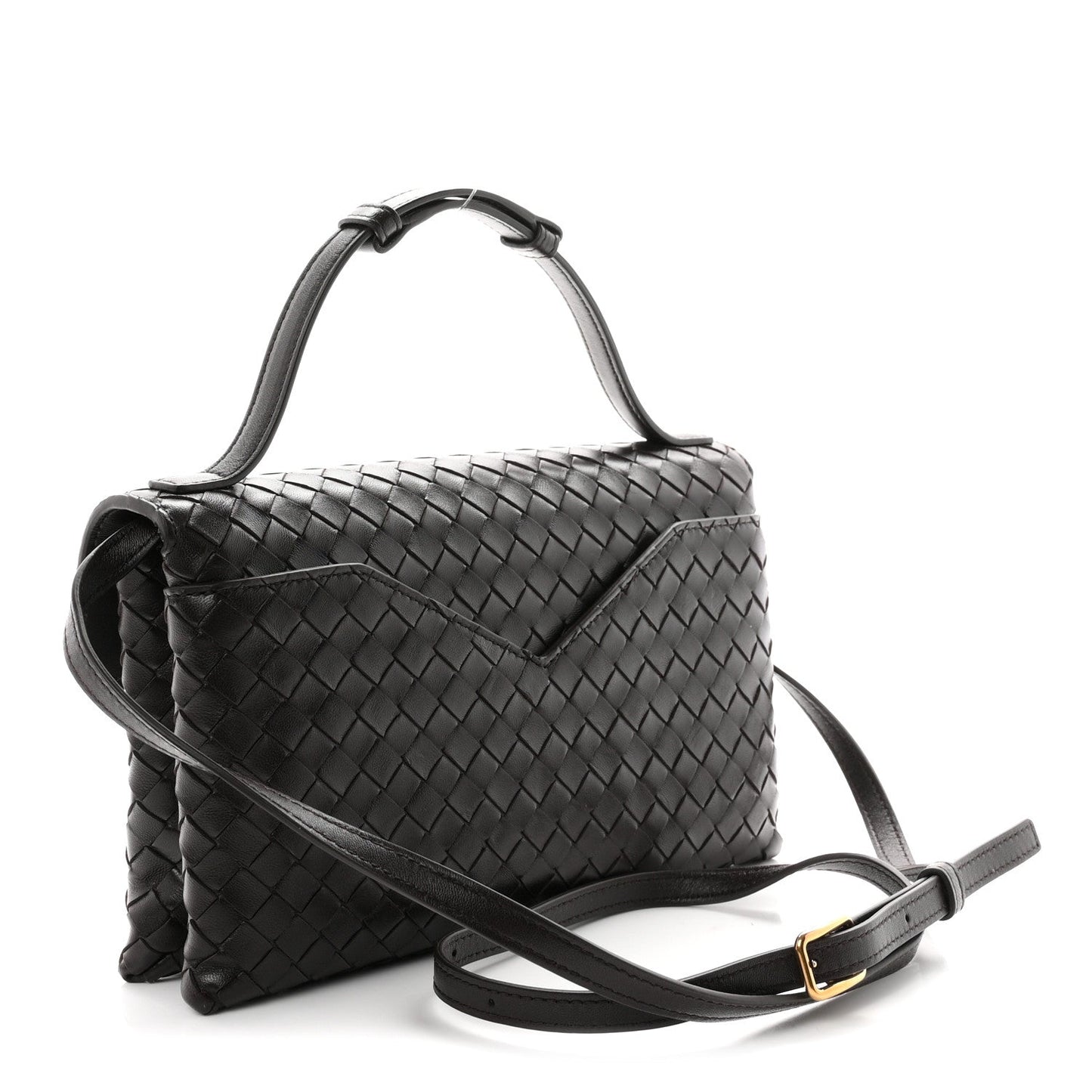 Nappa Intrecciato Knot Lock Top Handle Crossbody Bag Fondant