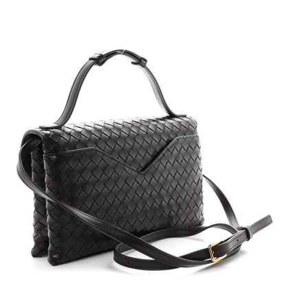 Nappa Intrecciato Knot Lock Top Handle Crossbody Bag Fondant