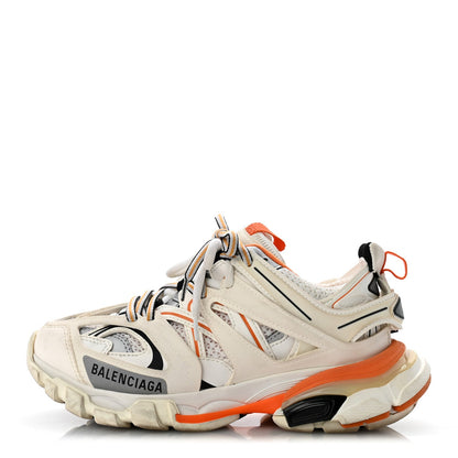 Rubber Mesh Fabric Monocolor Recycled Sole Womens Track Sneakers 35 White Orange