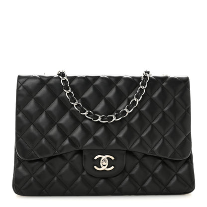Lambskin Quilted Jumbo Single Flap Black