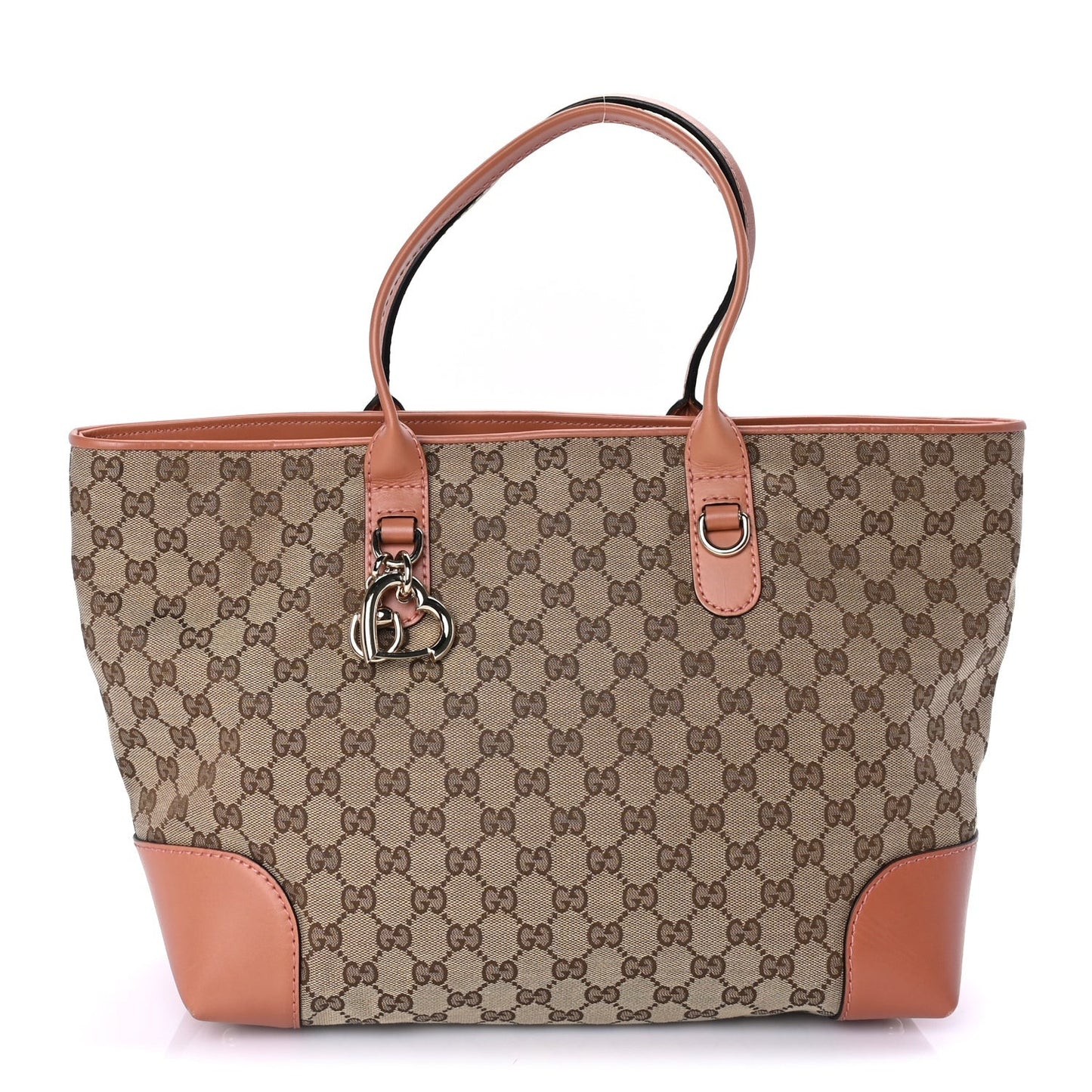Monogram Large Heart Bit Charm Top Handle Tote Coral