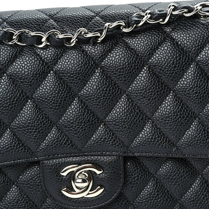 Caviar Quilted Medium Double Flap Black