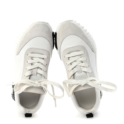 Calfskin Suede Goatskin Bouncing Sneakers 35.5 White Black