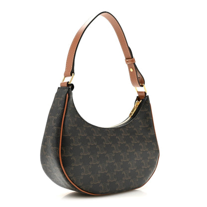 Triomphe Canvas Calfskin Ava Shoulder Bag Tan