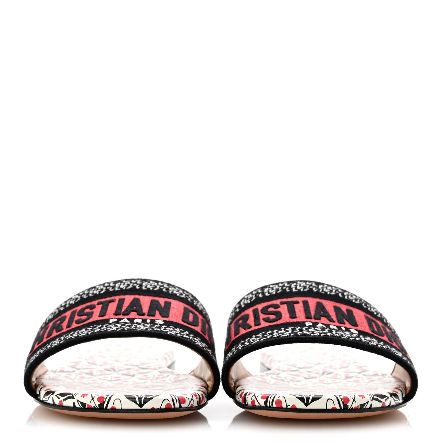 Canvas Coeur Des Curiosites Embroidered Dway Flat Slide Sandals 37 Multicolor