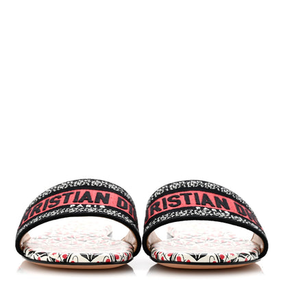 Canvas Coeur Des Curiosites Embroidered Dway Flat Slide Sandals 37 Multicolor