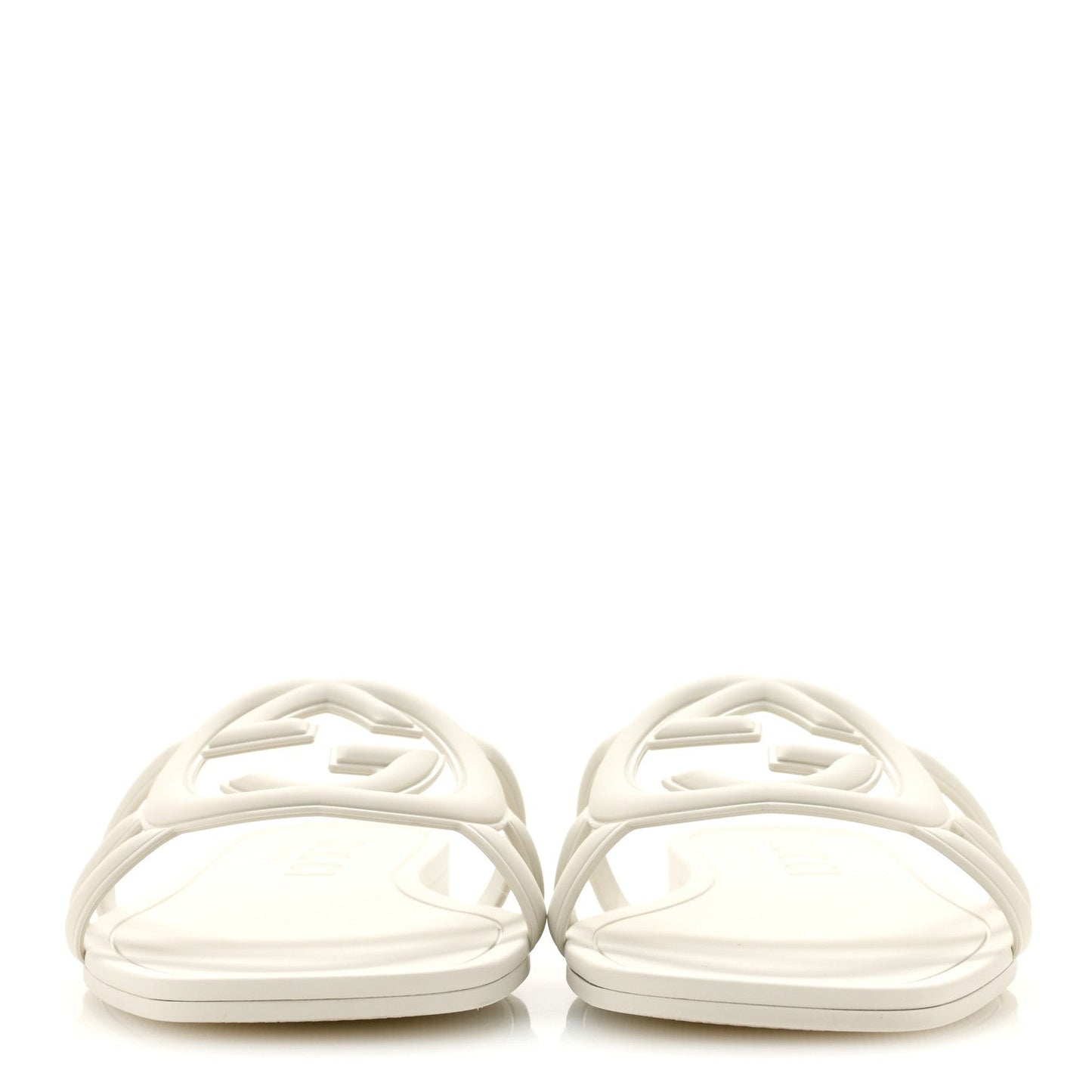 Rubber Interlocking G Womens Slide Sandals 39 Mystic White
