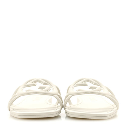 Rubber Interlocking G Womens Slide Sandals 39 Mystic White