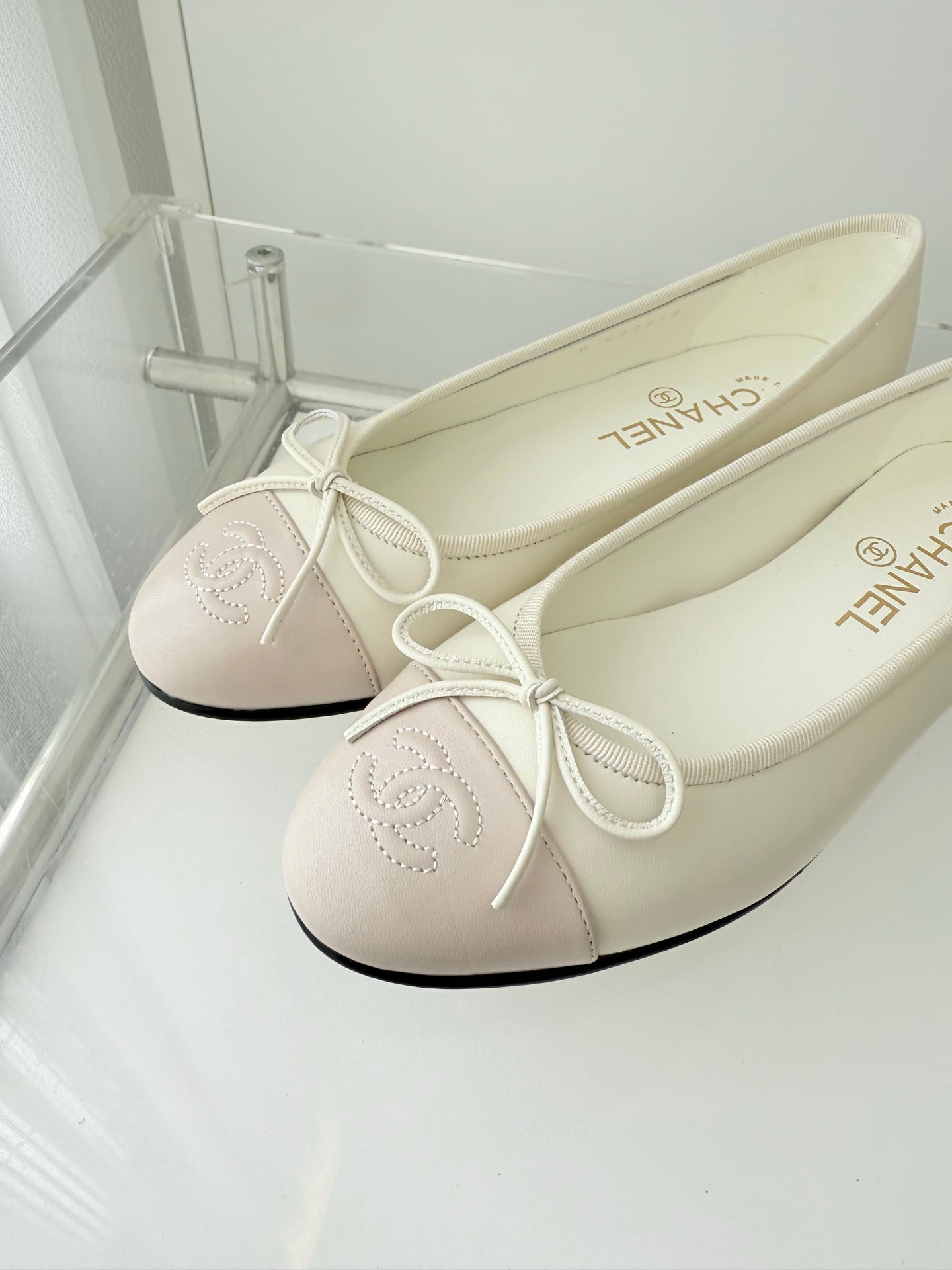 ballet flats white mix pink lambskin 566820