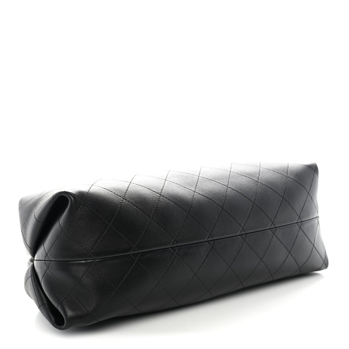 Lambskin Stitched Clutch With Chain Black
