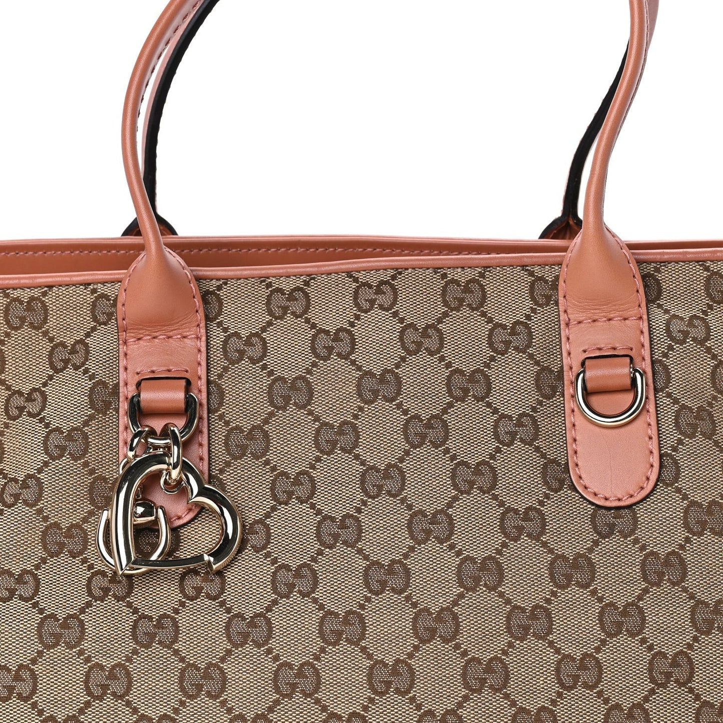 Monogram Large Heart Bit Charm Top Handle Tote Coral