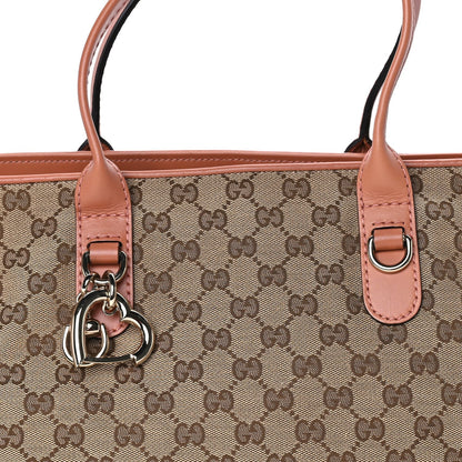 Monogram Large Heart Bit Charm Top Handle Tote Coral