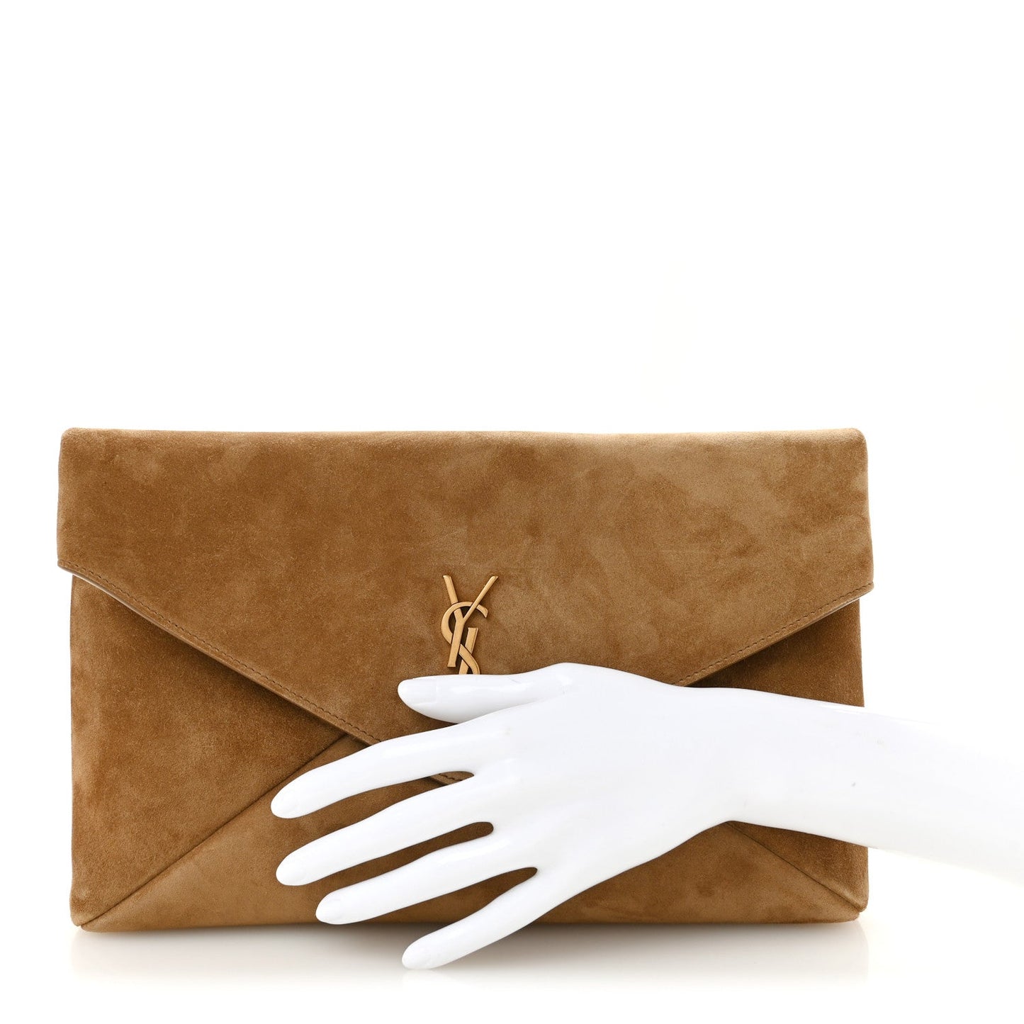 Suede Large Cassandre Envelope Pouch Golden Leaf