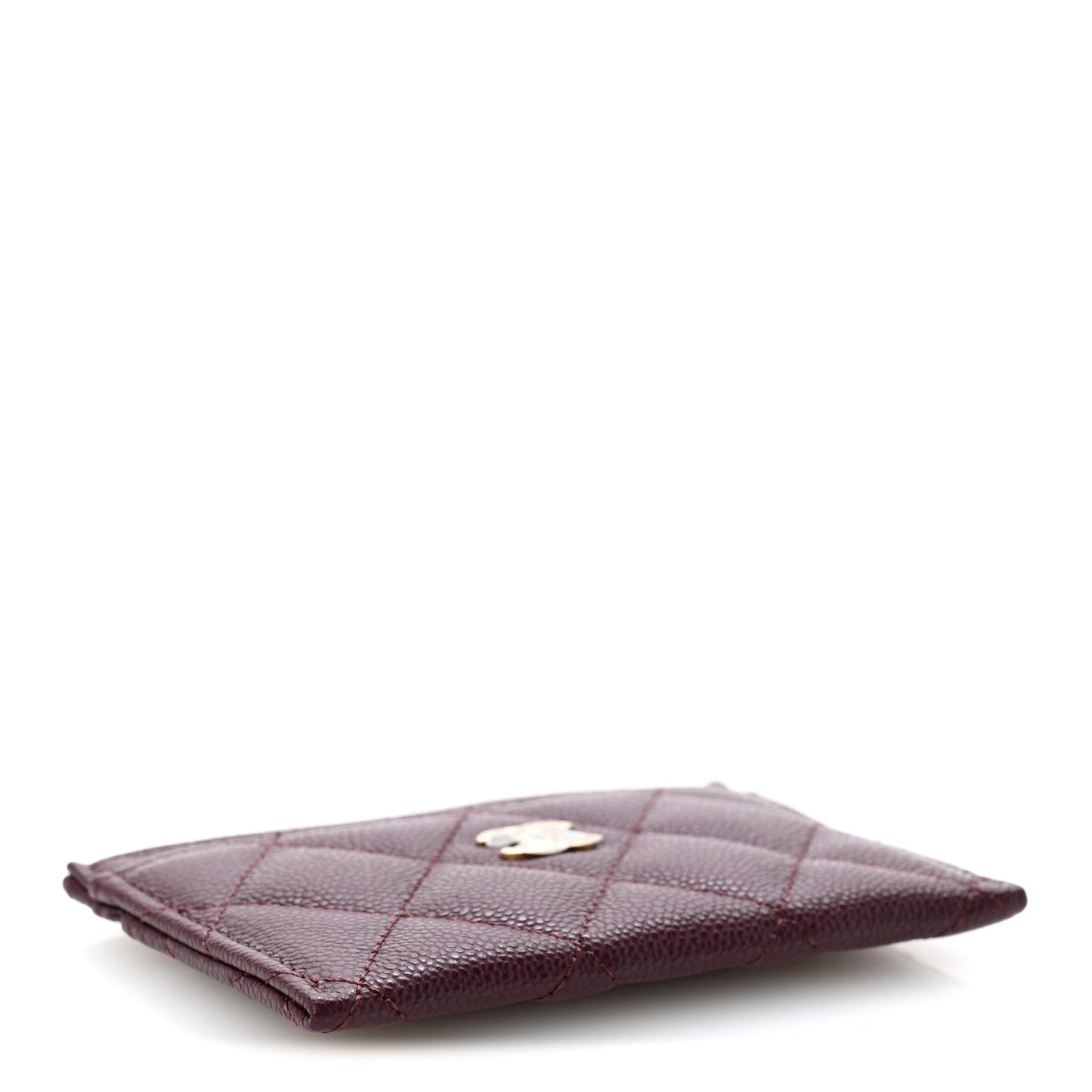 Caviar Quilted Card Holder Burgundy