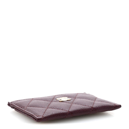 Caviar Quilted Card Holder Burgundy