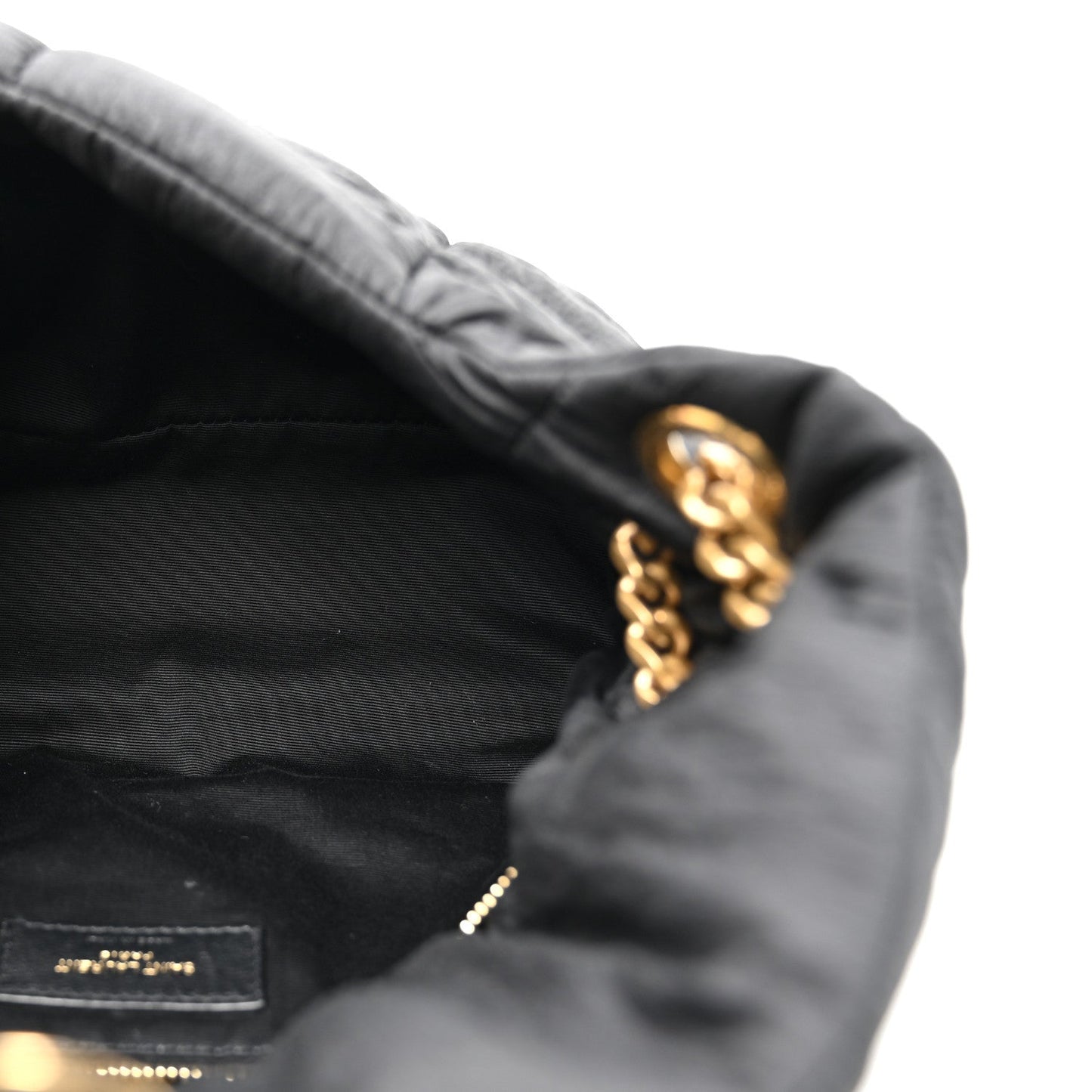 Nylon Quilted Small Loulou Puffer Monogram Chain Satchel Black
