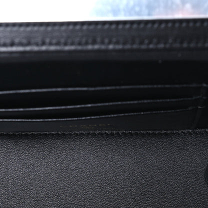 Lambskin Quilted Metal Twist Small Top Handle Vanity Case With Chain  Black