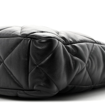Lambskin Quilted Chanel 19 Shopping Bag Black