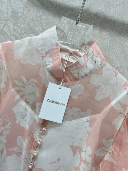 ZIMMER FLORAL PRINTED PINK CHIFFON SET 269185