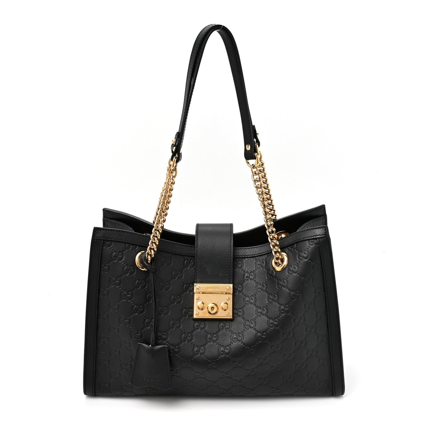 Guccissima Medium Padlock Tote Black