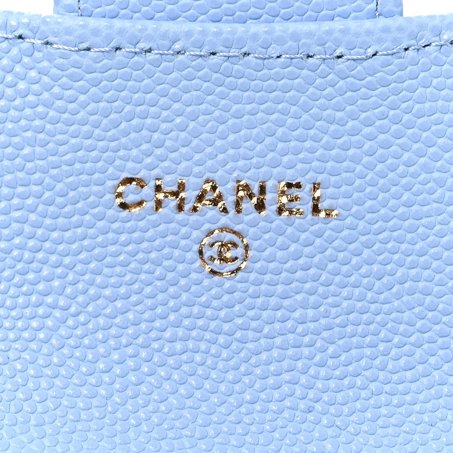 Caviar Quilted Flap Card Holder Wallet Light Blue
