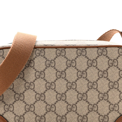 GG Supreme Monogram Textured Calfskin Emblem Mini Crossbody Beige Dark Brown