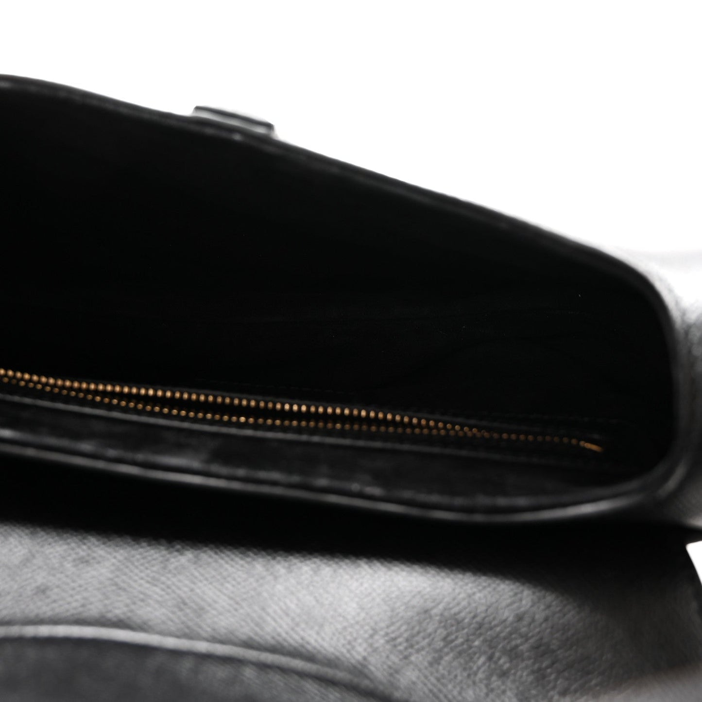 Grained Calfskin Saddle Bag With Strap Black