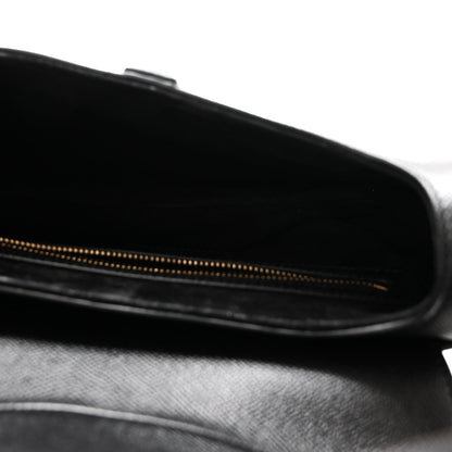 Grained Calfskin Saddle Bag With Strap Black