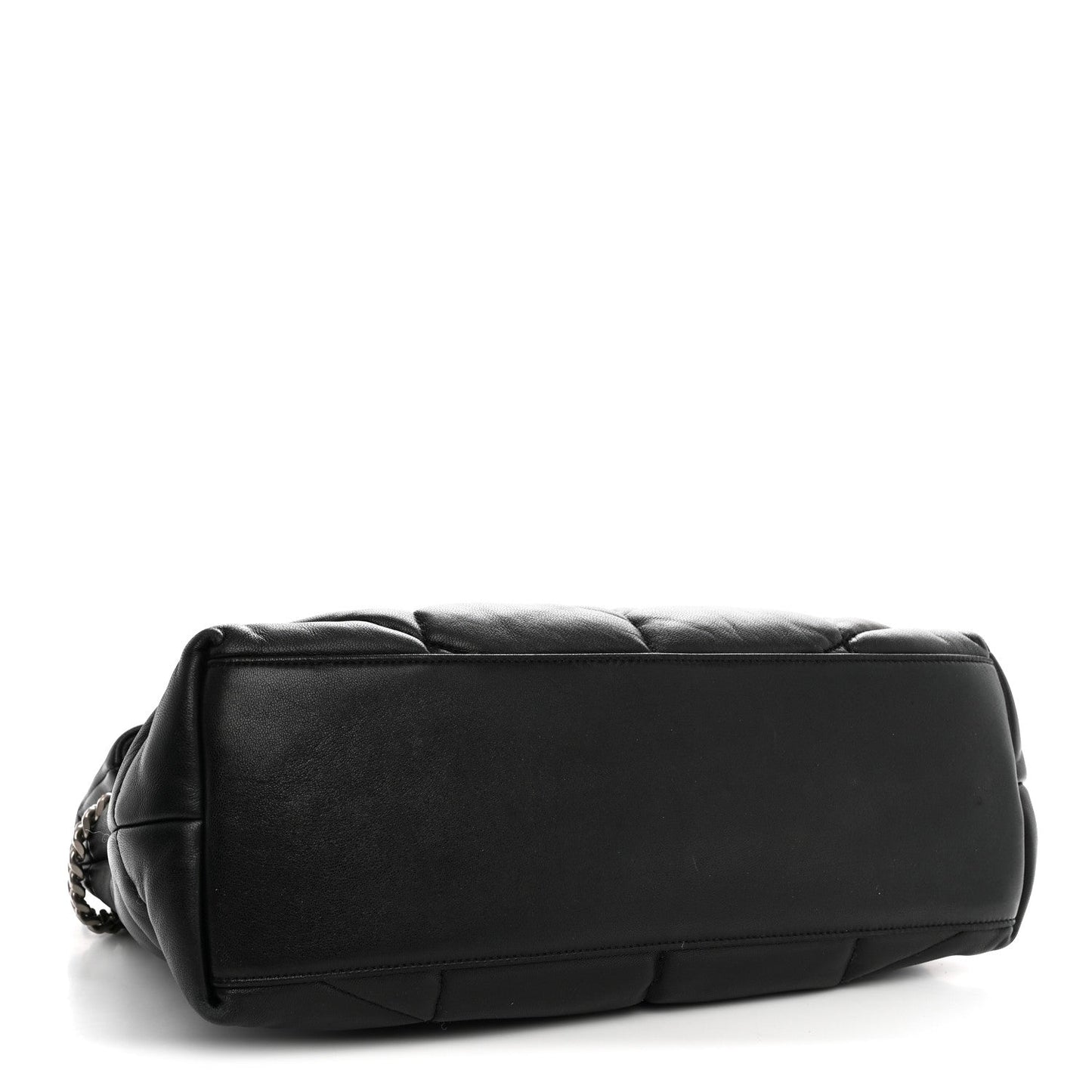 Lambskin Quilted Medium Loulou Puffer Monogram Chain Satchel Black