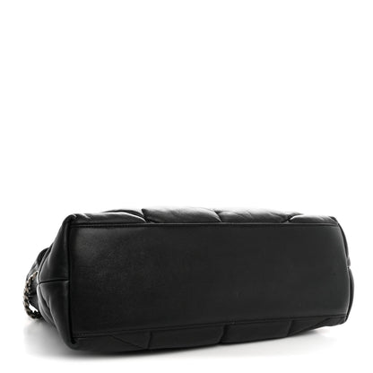 Lambskin Quilted Medium Loulou Puffer Monogram Chain Satchel Black
