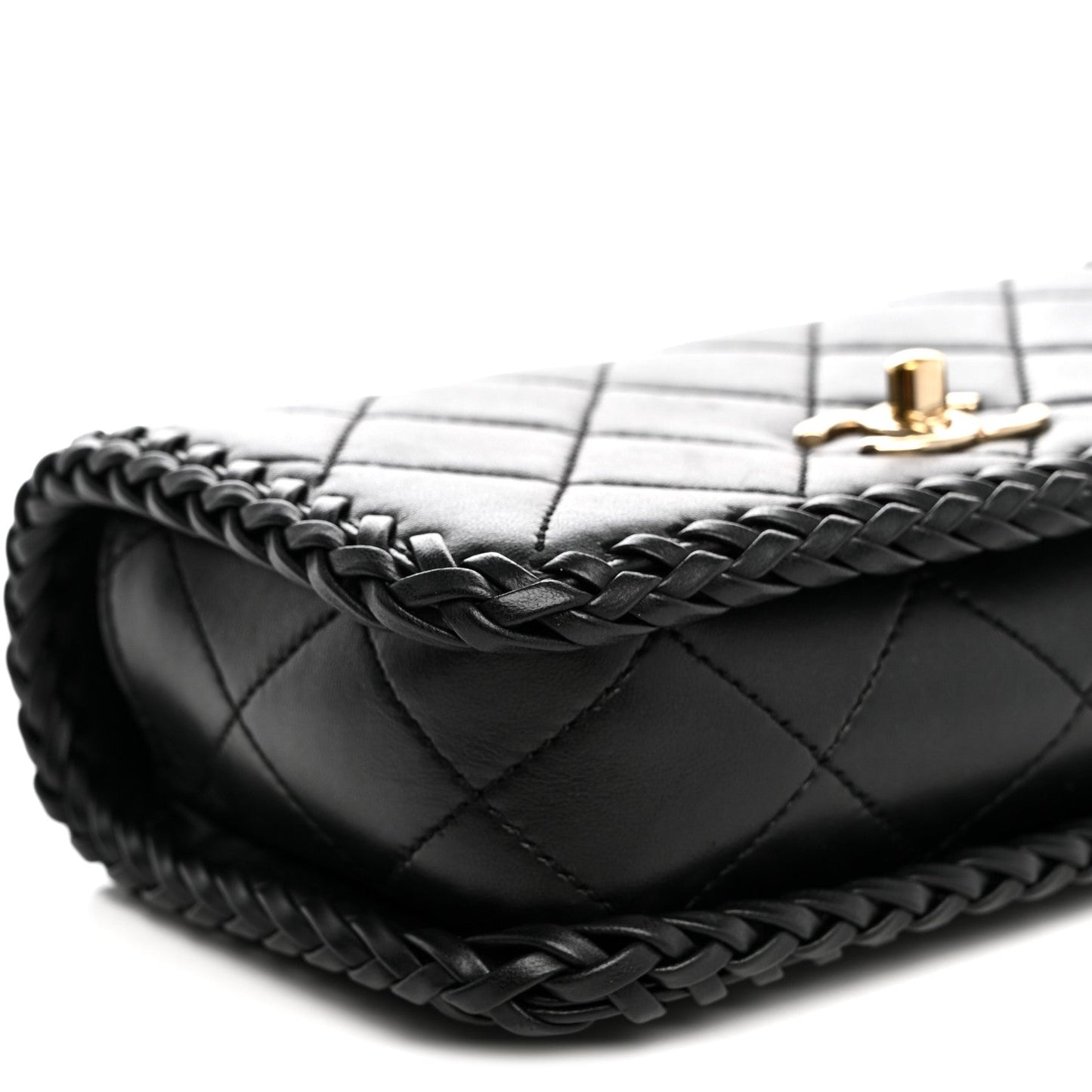 Lambskin Quilted Small Whipstitch Flap Bag Black
