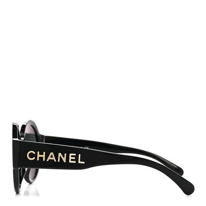 Acetate Round Sunglasses 5410-A Black