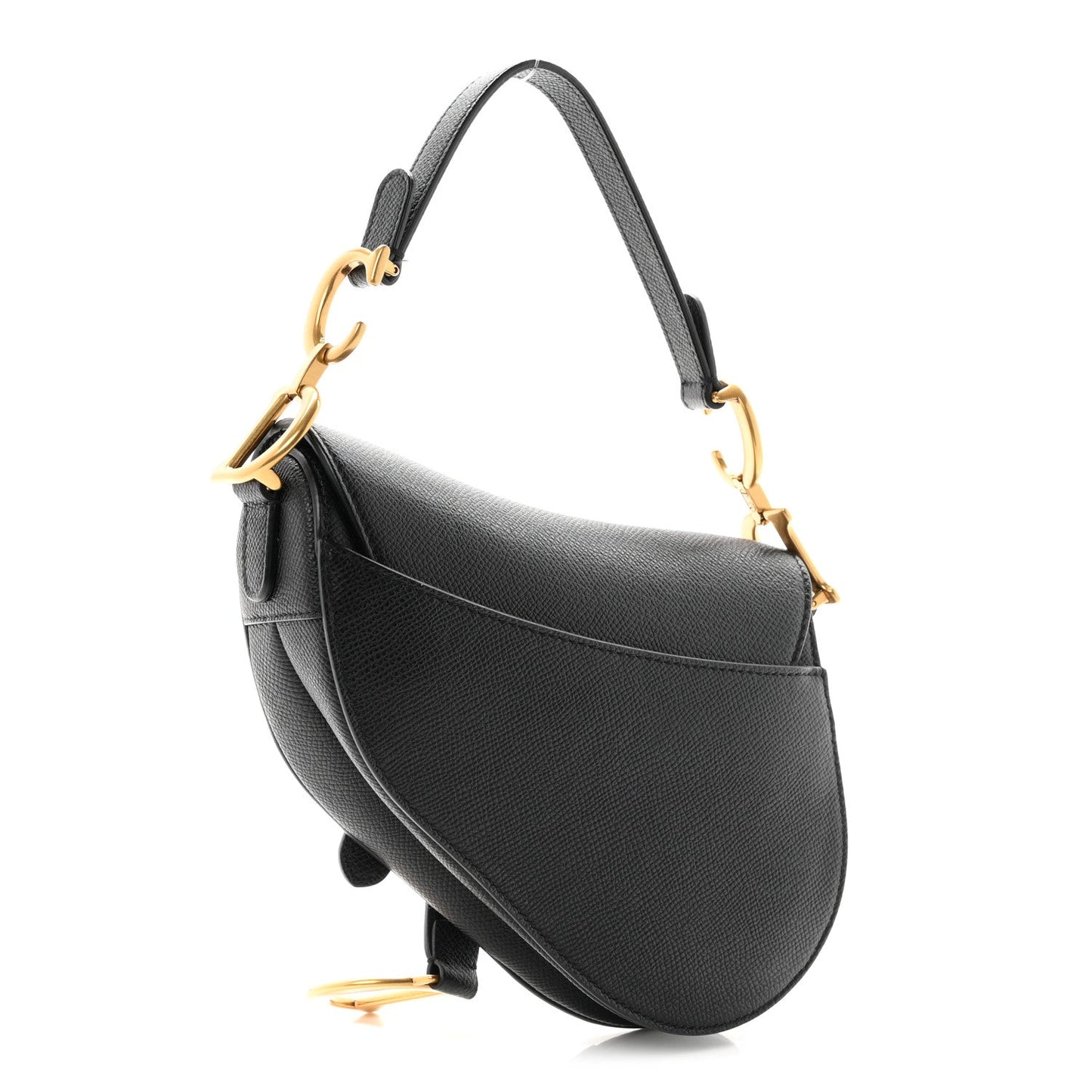 Grained Calfskin Mini Saddle Bag Black