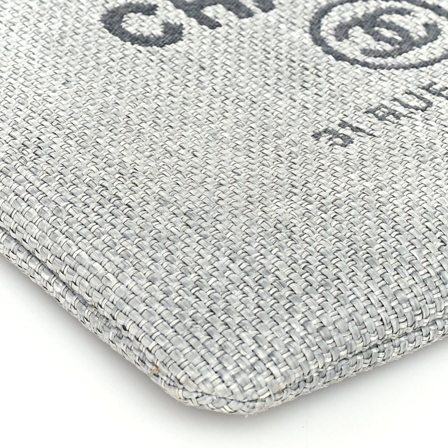 Woven Straw Raffia Medium Deauville Cosmetic Pouch  Grey