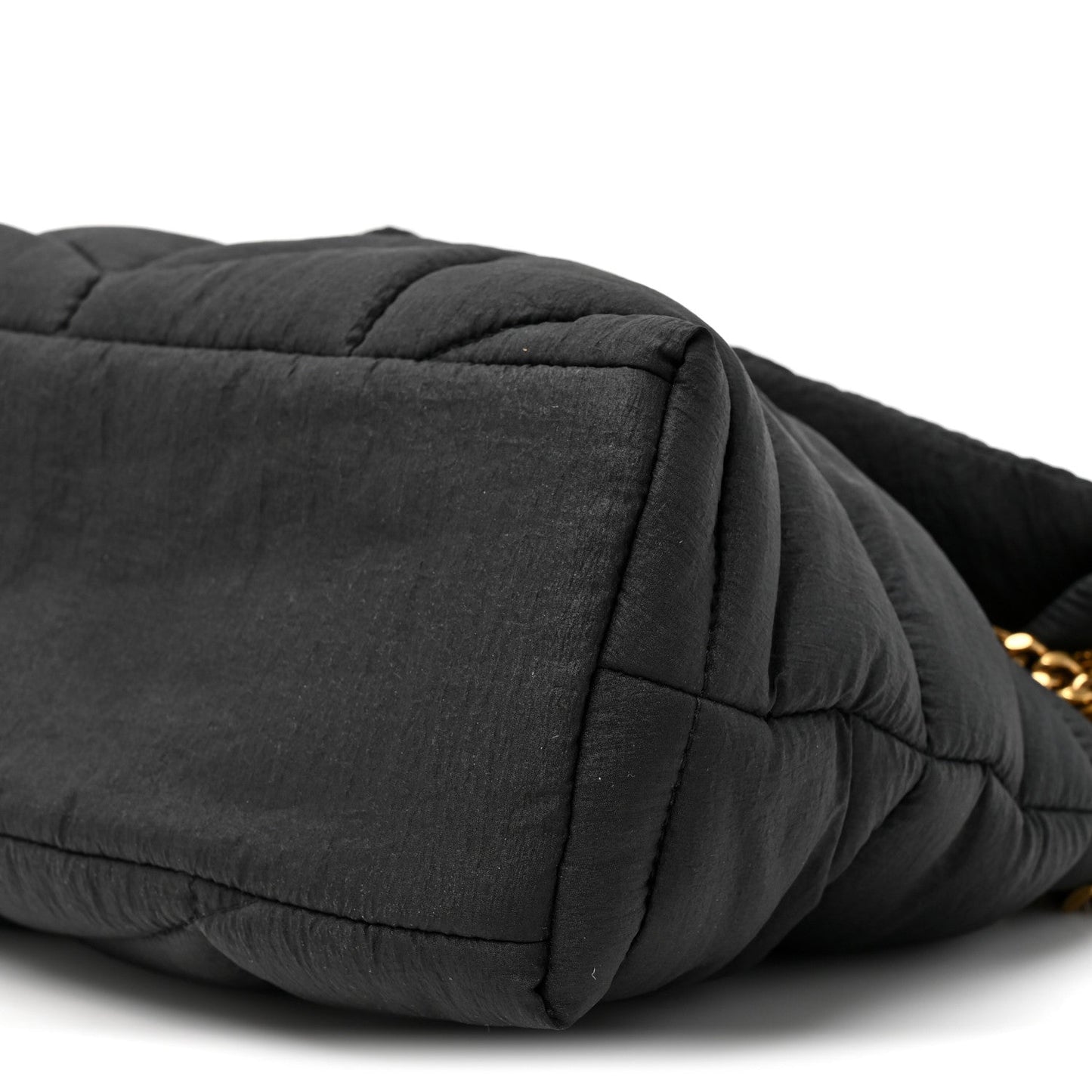 Nylon Quilted Small Loulou Puffer Monogram Chain Satchel Black