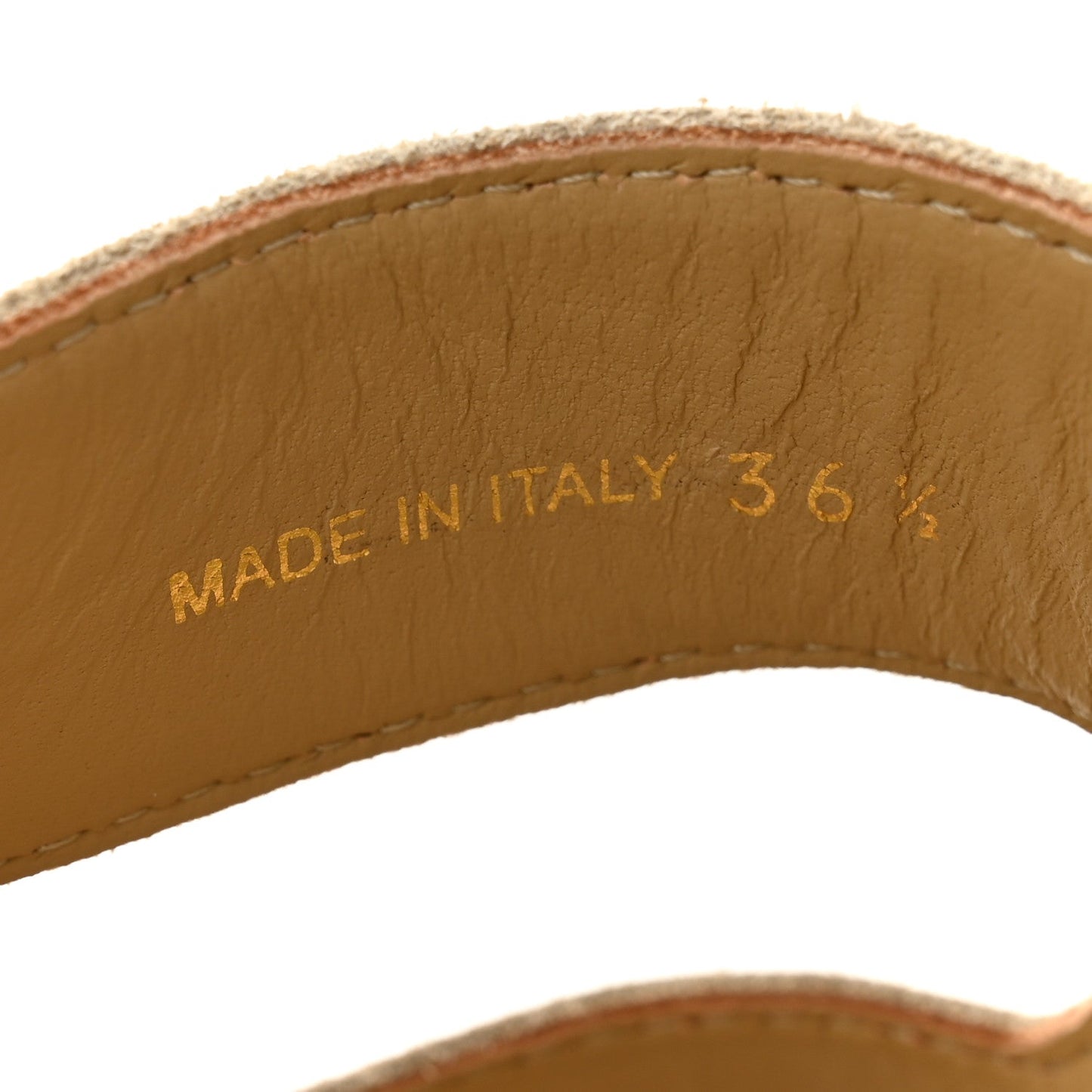 Suede Metal Triangle Logo Womens Double Buckle 20mm Slide Sandals 36.5 Ecru