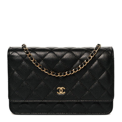 Caviar Quilted Wallet On Chain WOC Black