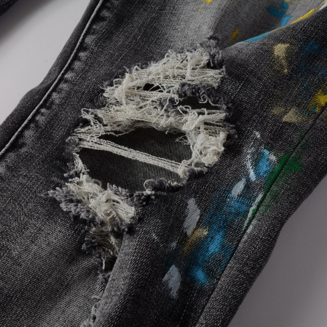 Amr Distressed Paint Jeans