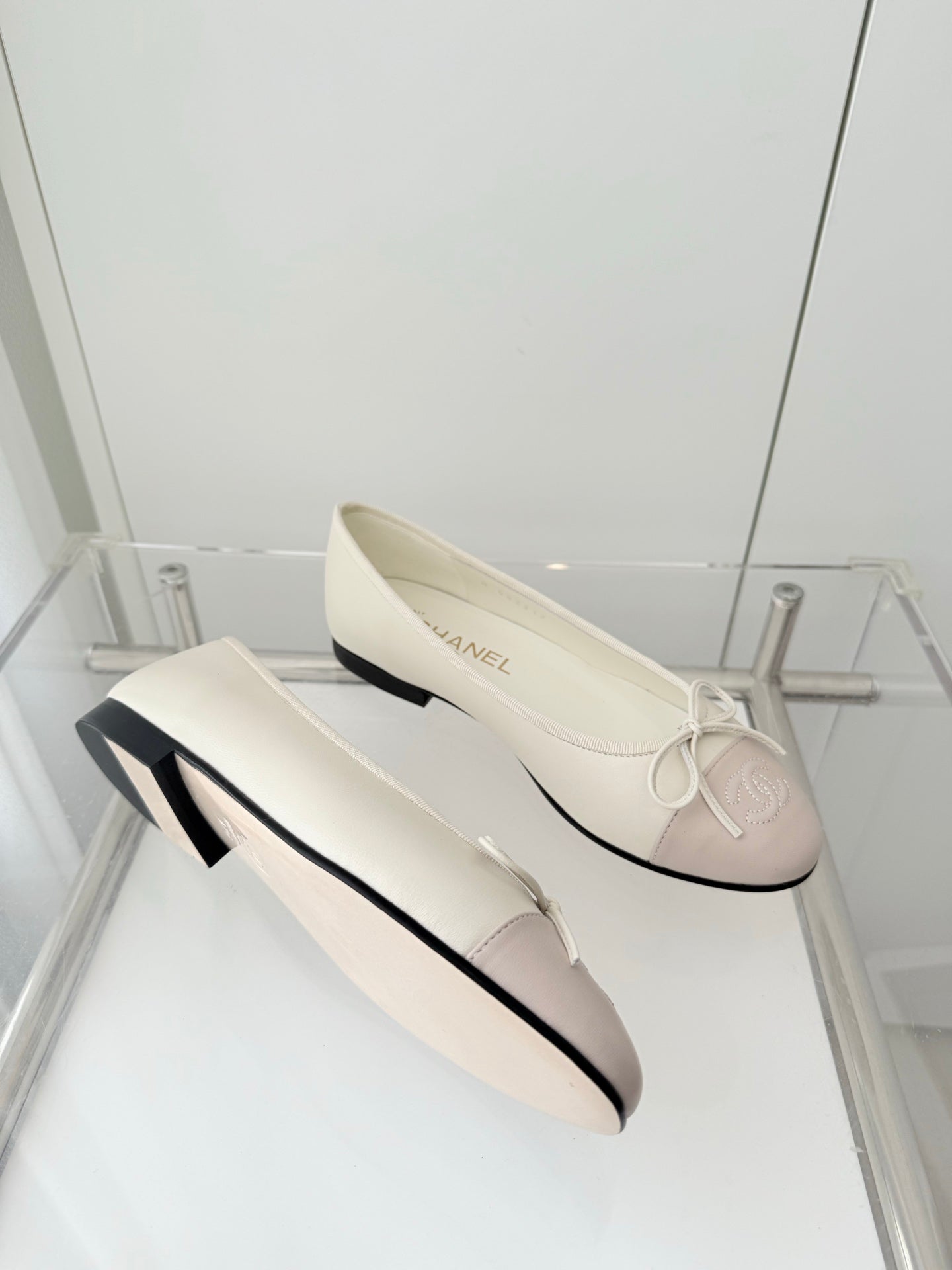 ballet flats white mix pink lambskin 566820