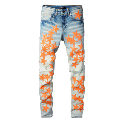 Jeans Amr con toppa a stella arancione