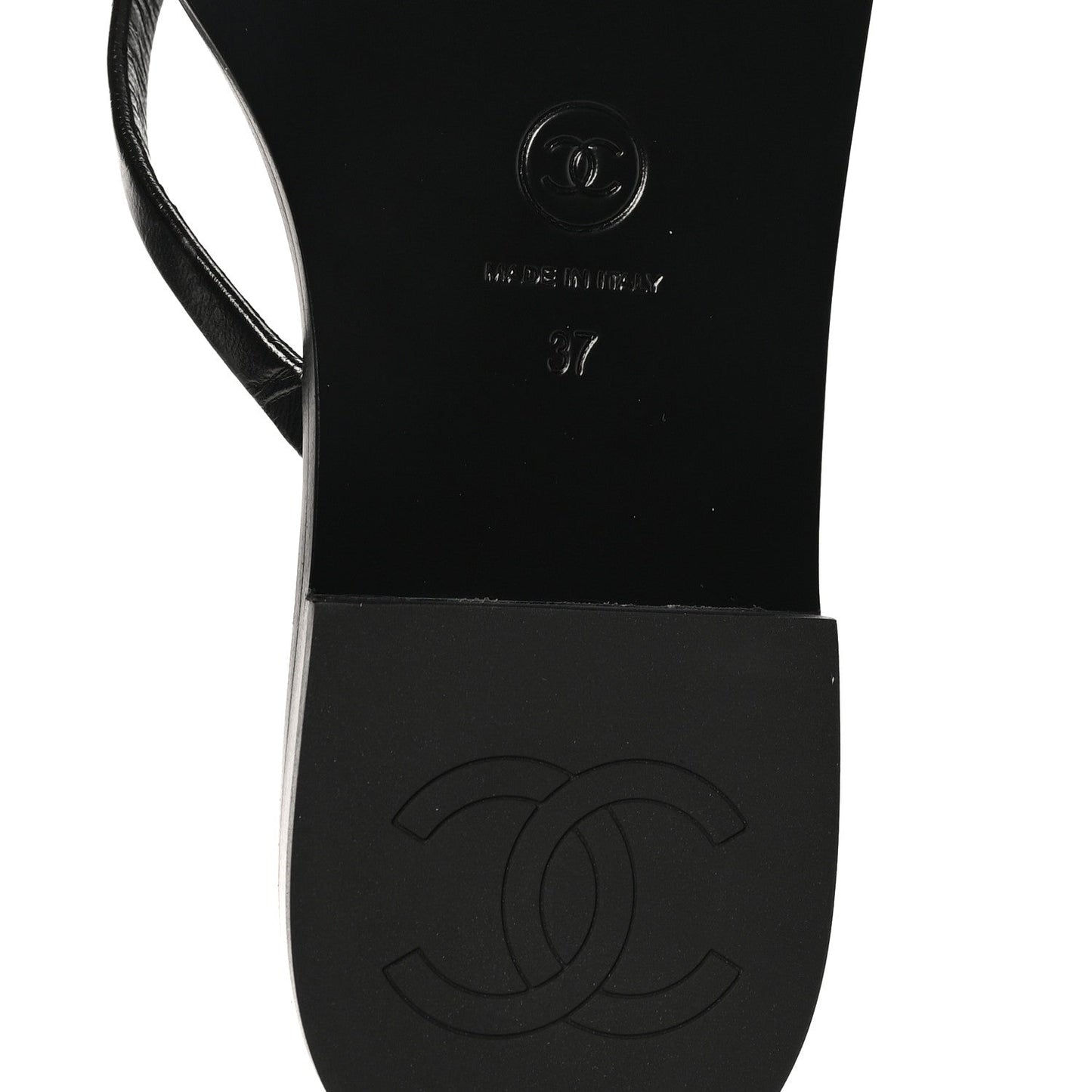 Goatskin CC Times Square Thong Sandals 37 Black